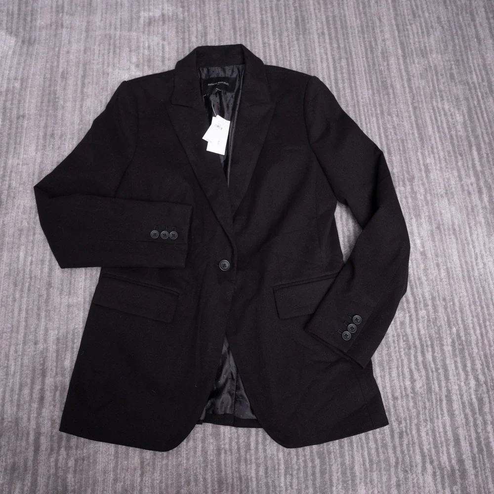 Banana Republic Blazer Womens 6 Black New Long Sleeve Single Button Professional